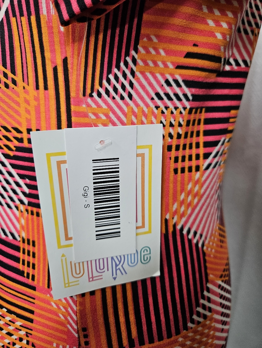 LuLaRoe Gigi Short Sleeve Shirt Geometric Top Orange, Pink & Black - Picture 2 of 6